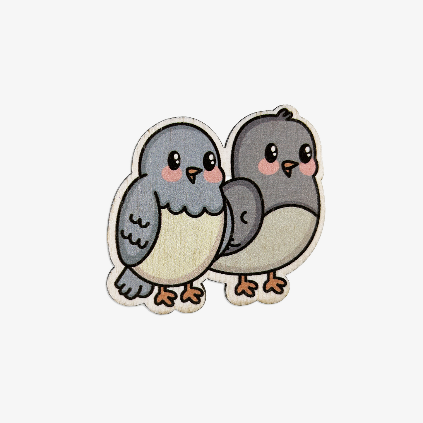 Birdies Wooden Brooch Pin (with Cotton Pouch)