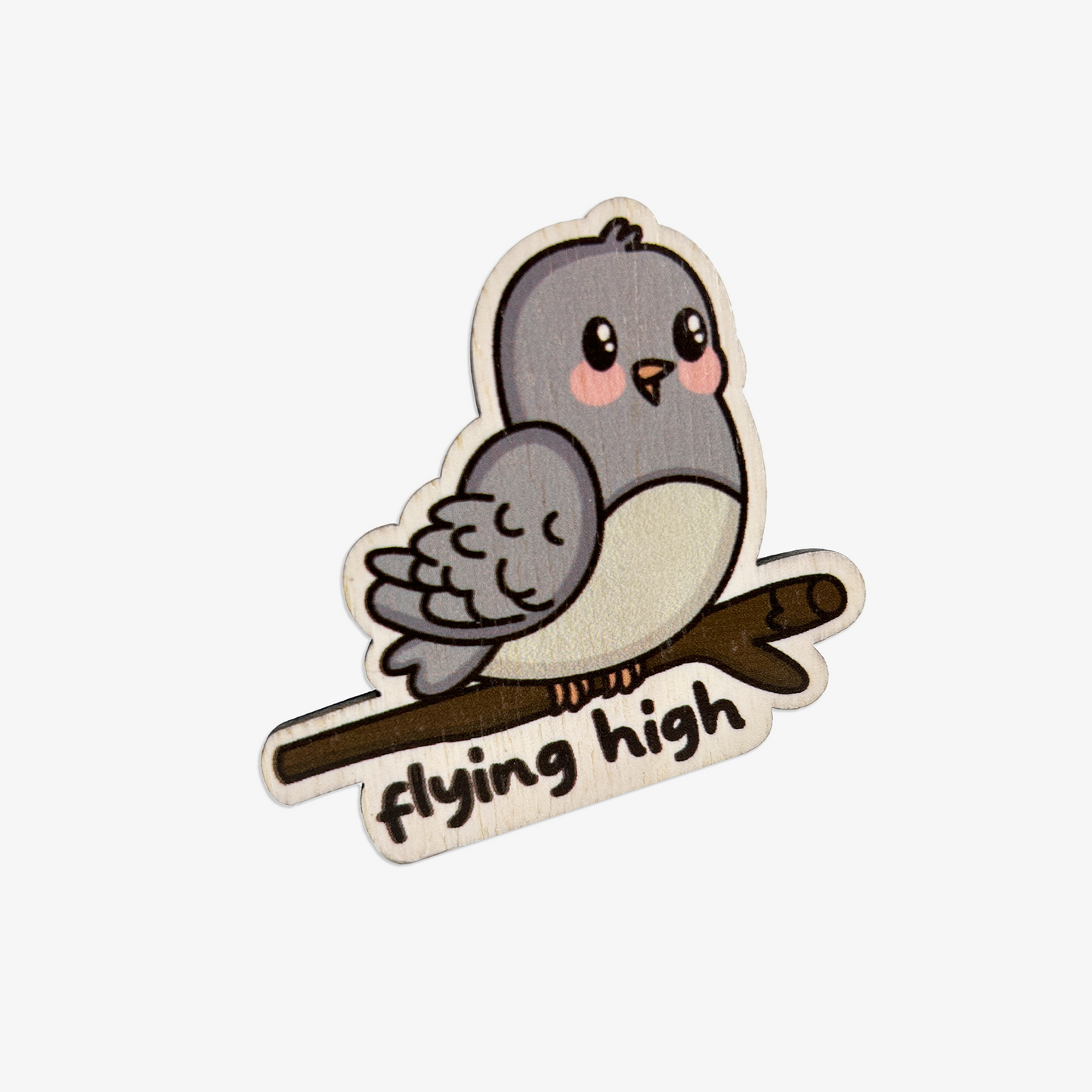Flying High Birdie Wooden Brooch Pin (with Cotton Pouch)