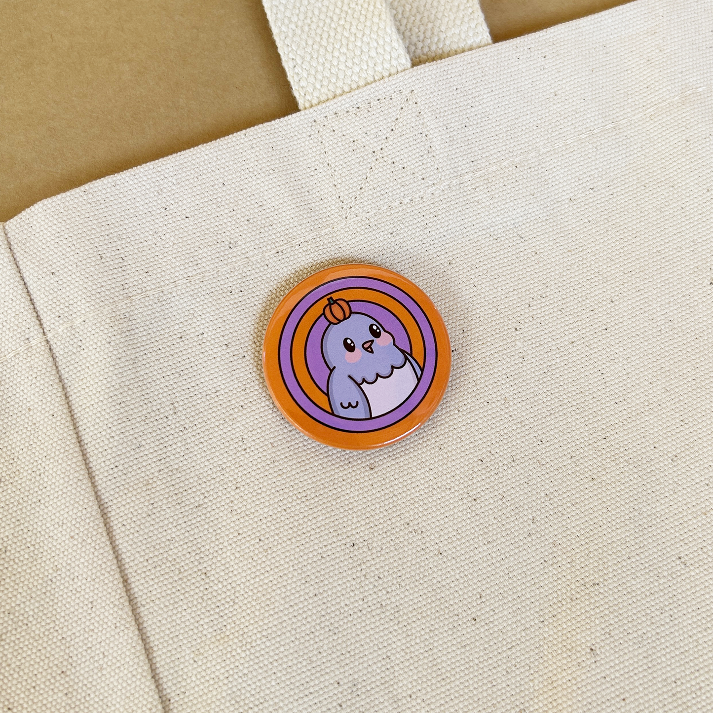 Pumpkin Birdie Button Pin