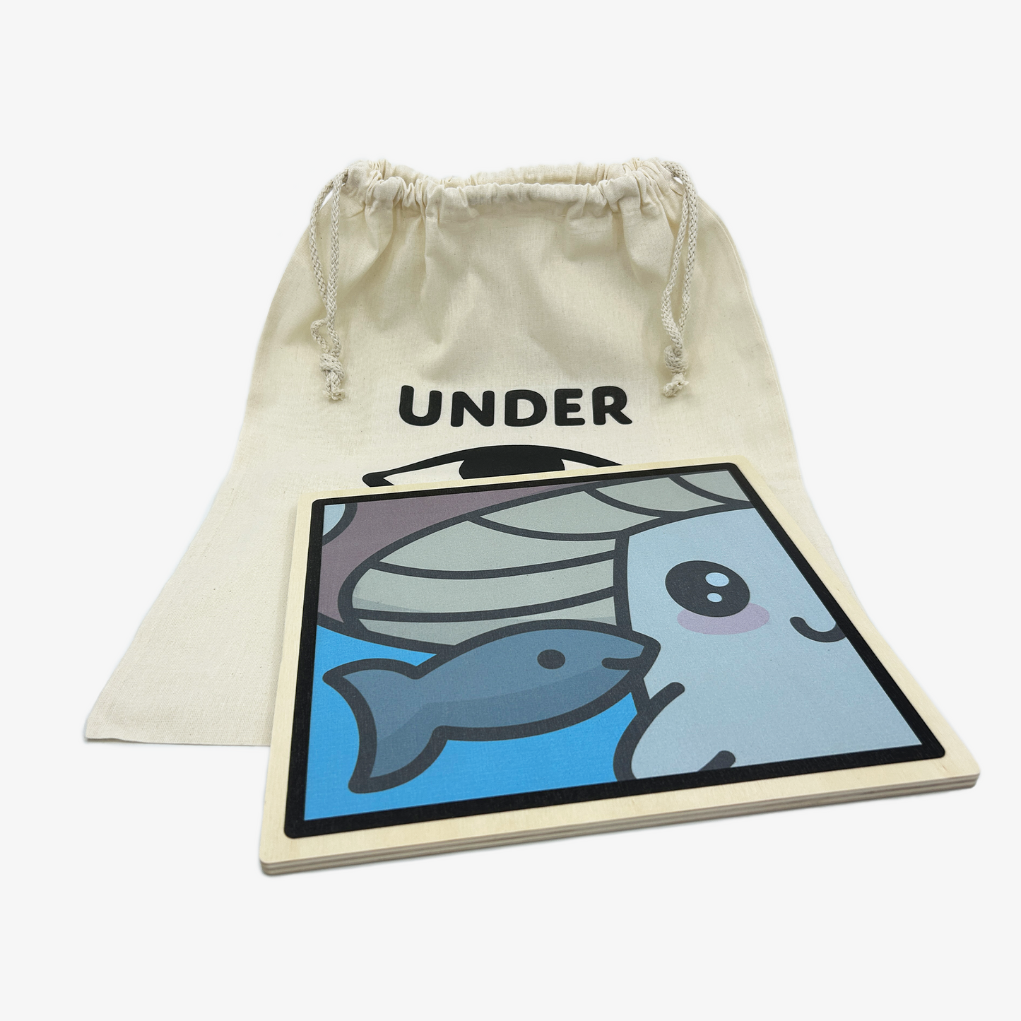 Mushie & Fishie Wooden Wall Art (with Cotton Bag)