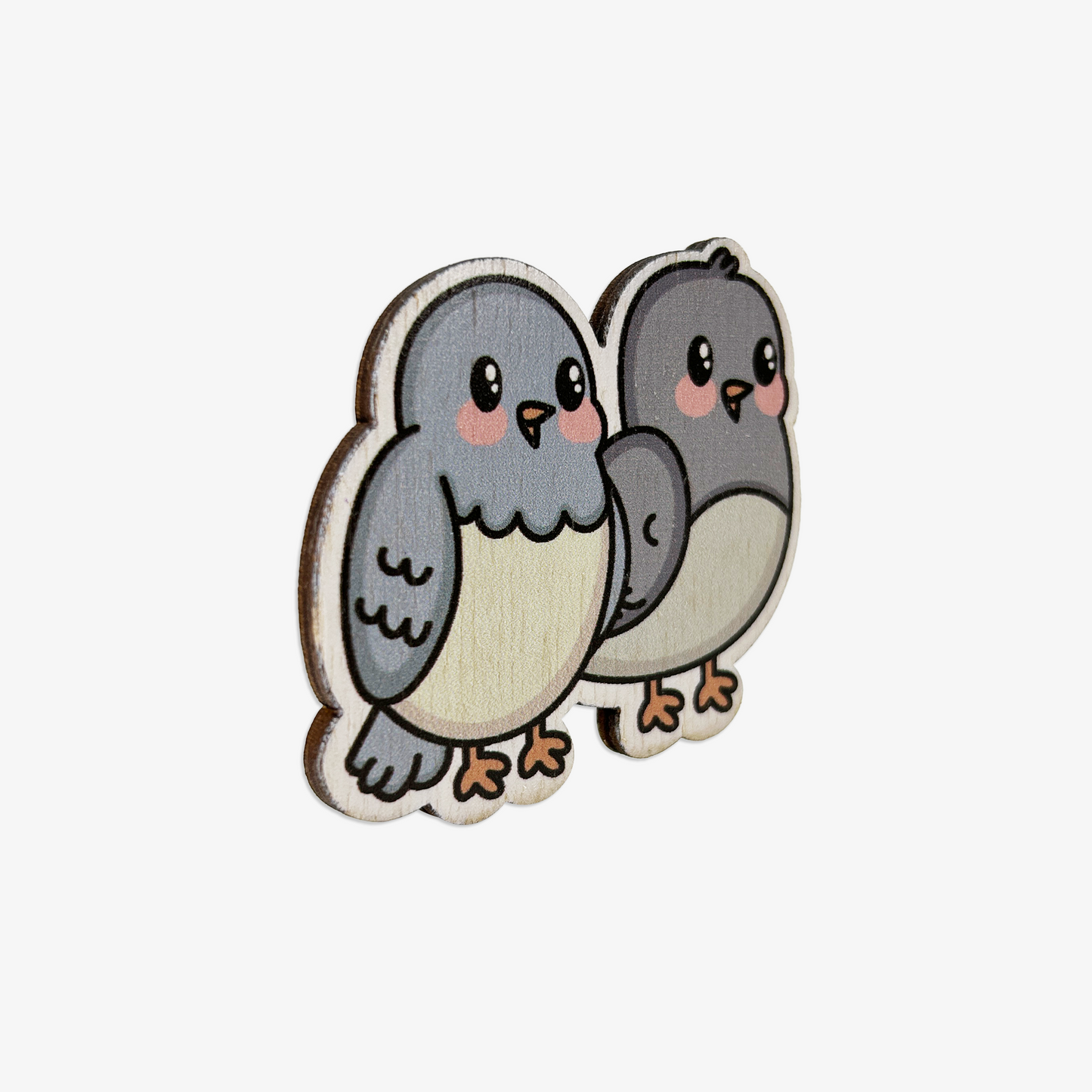 Birdies Wooden Brooch Pin (with Cotton Pouch)