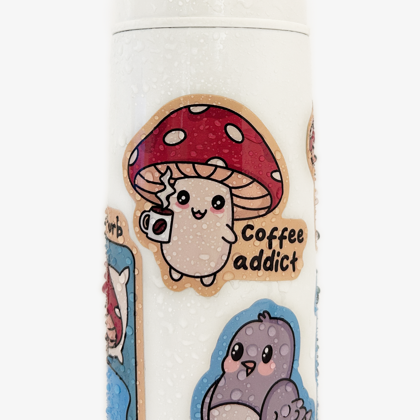 Coffee Addict Mushroom Vinyl Sticker