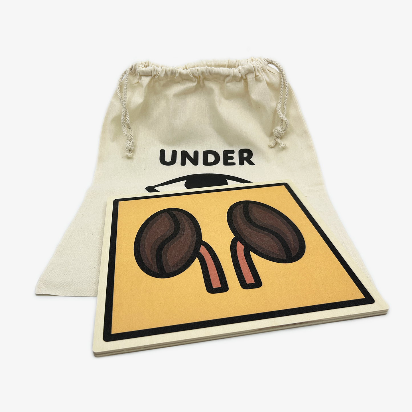 Coffee Kidneys Wooden Wall Art (with Cotton Bag)