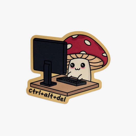 Ctrl + Alt + Del Mushroom Vinyl Sticker