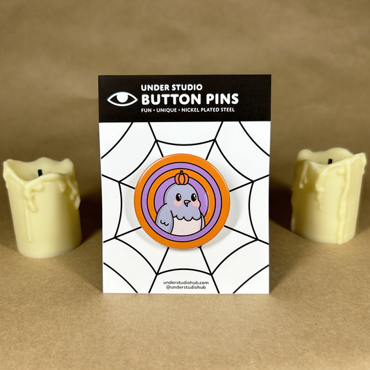 Pumpkin Birdie Button Pin